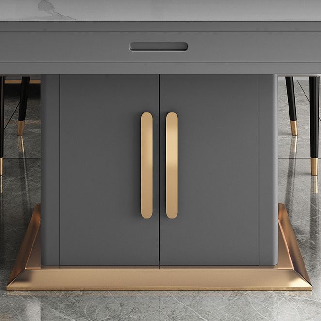 Round Sintered Stone Dining Table Modern Extendable Furniture with Steel Base