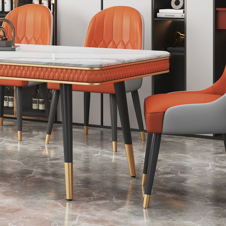 Rectangle Traditional Luxury Dining Table 4 Black Metal Legs Table for Dining Room