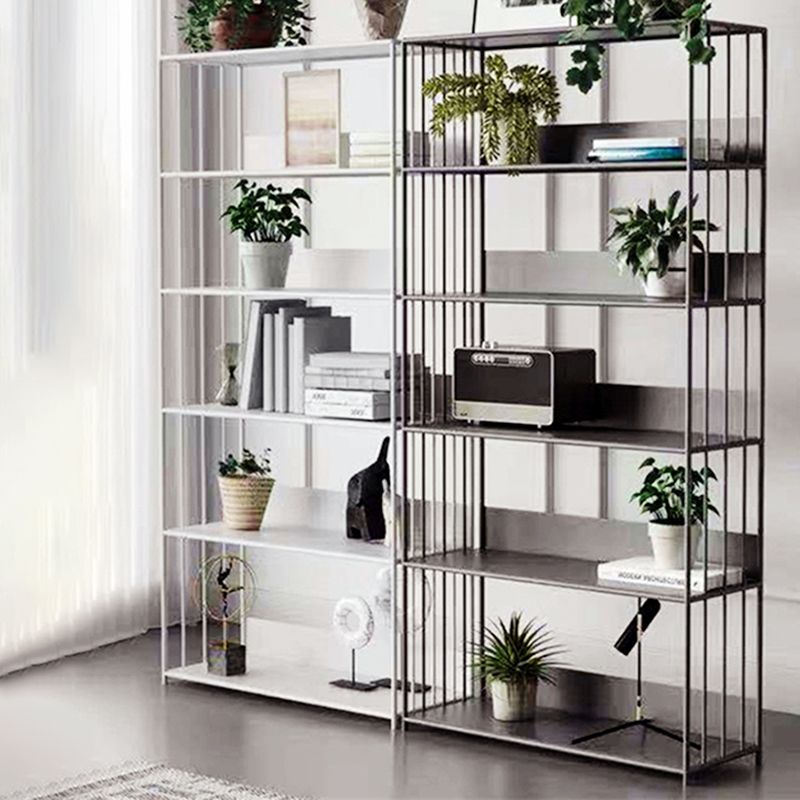 Standard Metal Bookshelf Contemporary Open Back Vertical Bookcase
