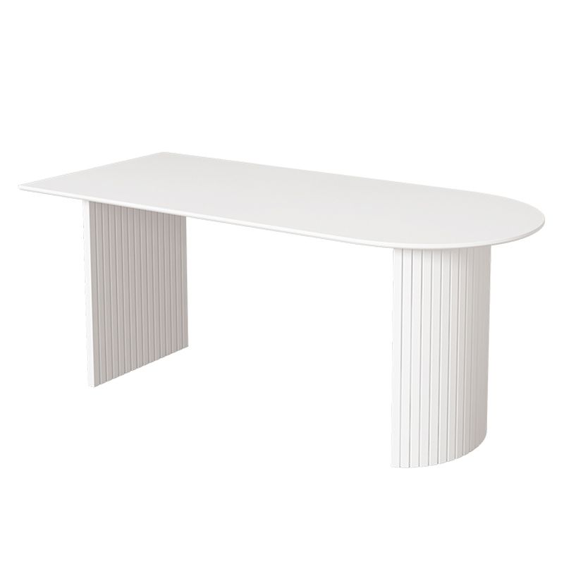 Modern Style White Dining Table Wood Dining Table with Double Pedestal Base