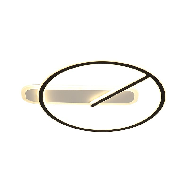 LED Parlor Semi Flush Mount Minimalistische zwarte plafondverlichting met ring en lineaire schaduw in warm/wit/3 kleurlicht