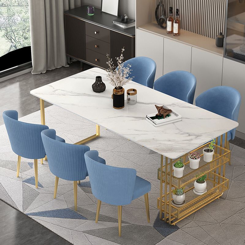 Metal Modern Rectangle Indoor Table Sintered Stone Table for Kitchen and Dining Room