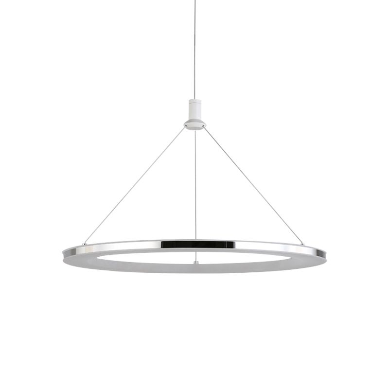 White Ring Pendant Light Fixture Simple 1/3/5-Head Acrylic Ceiling Suspension Lamp, 8"/12" Wide