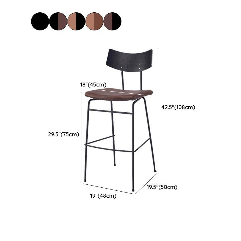 Industrial Upholstered Indoor Low Back Bar Stool with Metal Base