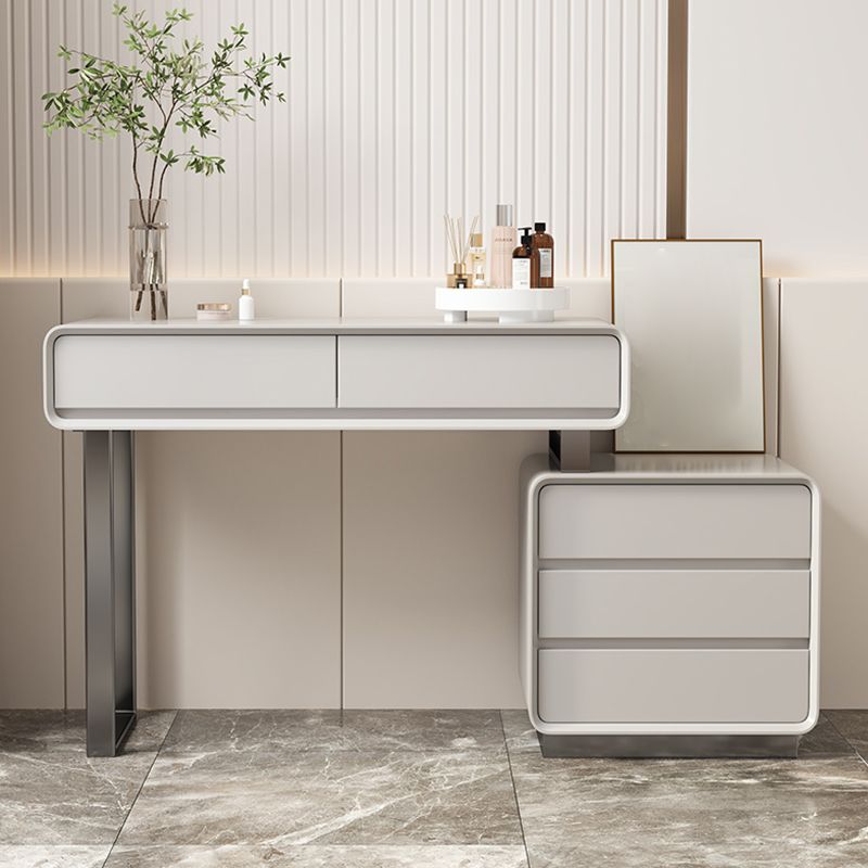 Dressing Table Gray Wooden Lighted Mirror Bedroom Contemporary With Drawer