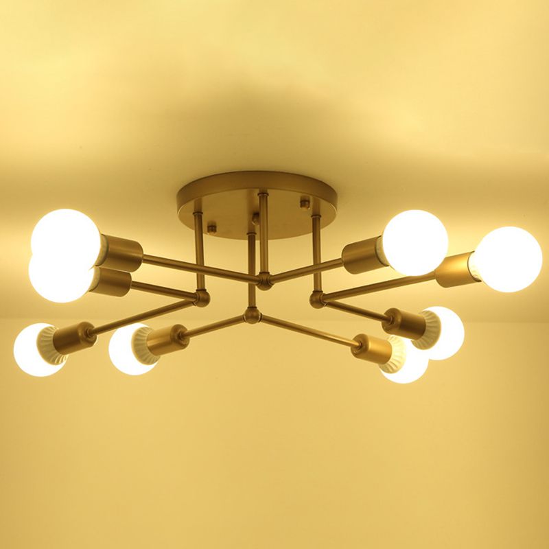 Industrie Retro Radial Semi Flush Mount Schmiedeeisendecke für Wohnzimmer