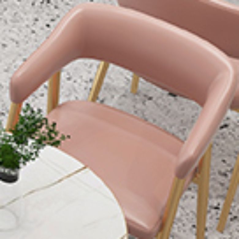 Faux Leather Kitchen Dining Chairs Upholstered Arm Chairs with Metal Base