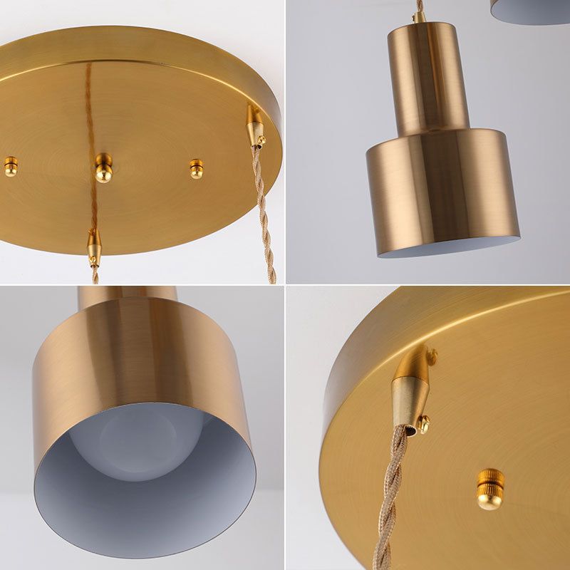 Modern Shaded Hanging Pendant Light Metal Dinning Room Suspended Lighting Fixture in Gold