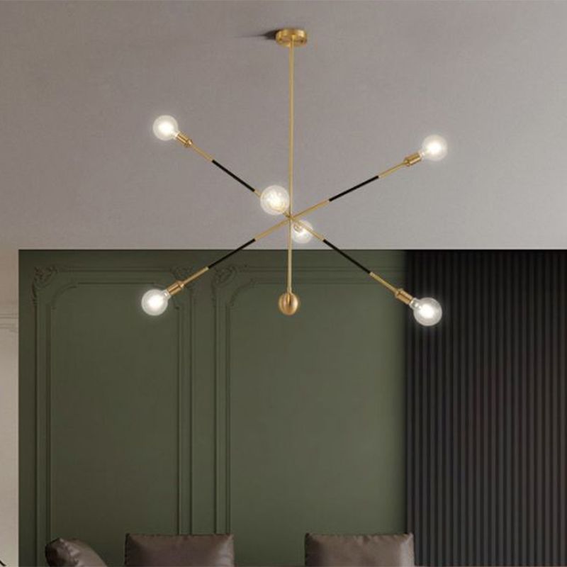 Lampadario nera e oro a scoppio minimalismo 6 luci lampada a sospensione metallica con design regolabile
