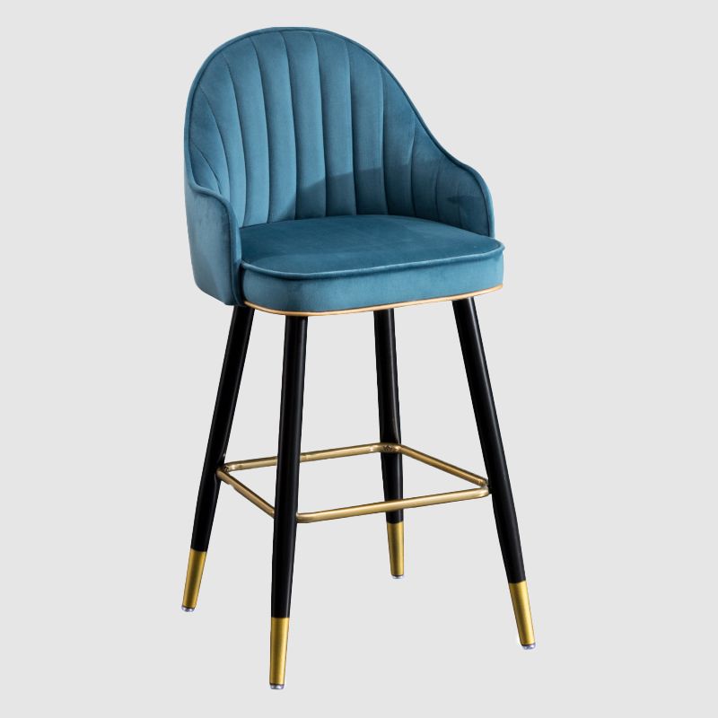 Scandinavian Restaurant Armed Stool Matte Finish Velvet Barstool