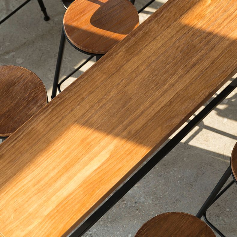 1/4/5/7 Pieces Industrial Iron Bar Table Set Rectangle Pine Wood Bistro Set with Footrest