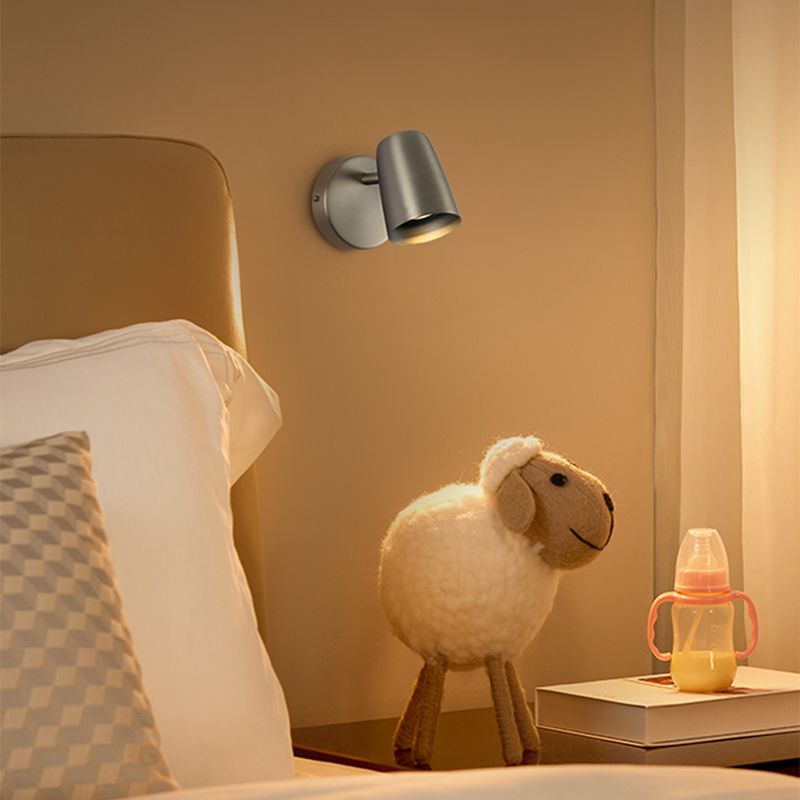 Lámparas de pared de pared de cilindro de metal contemporáneos 1 lámparas de luz de luz en plata