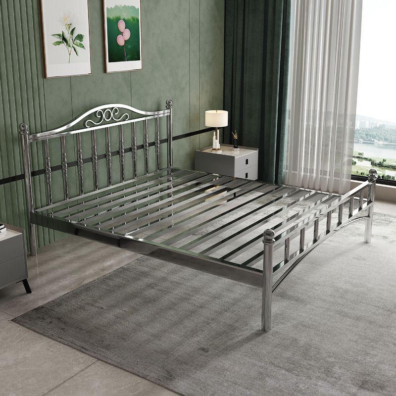 Modern Silver Color Bed Headboard Standard Bed with Metal Legs