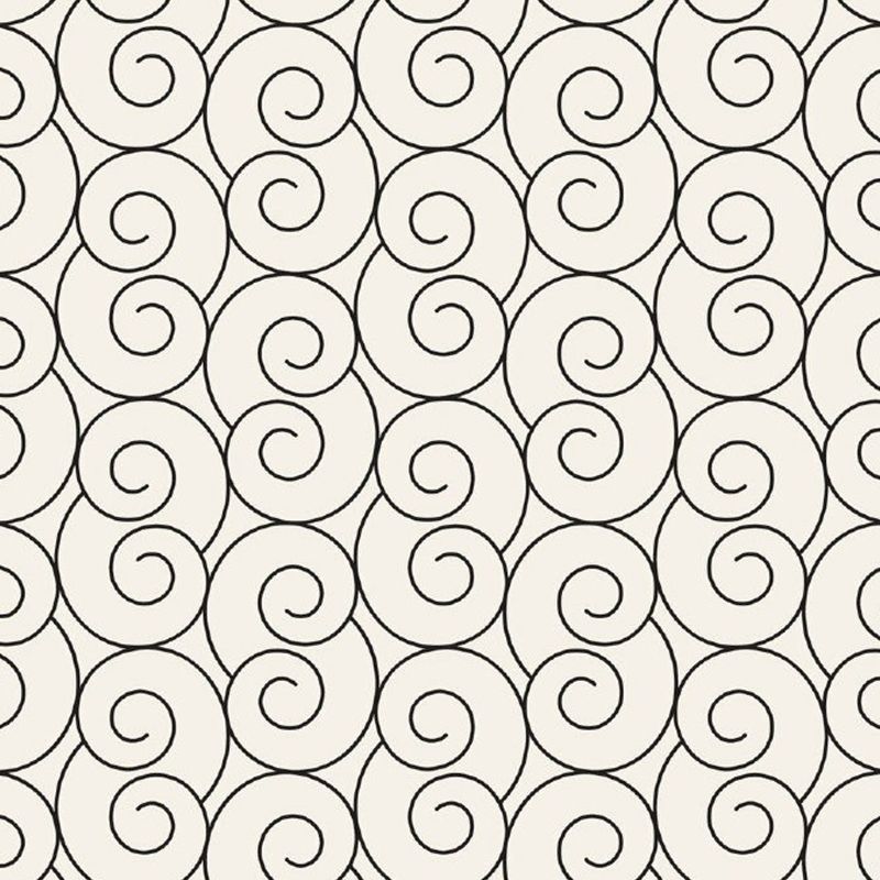 Minimalist Spiral Seamless Wall Murals in Black-White Stain Resistant Wall Decor for Bedroom