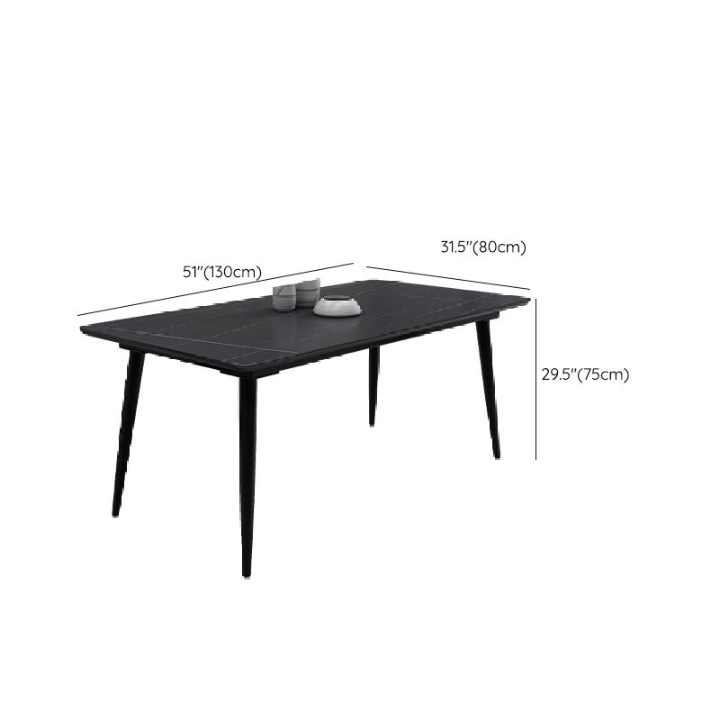 Contemporary Rectangle Dining Table Sintered Stone Dining Table in Black
