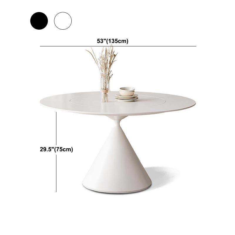 Round Stone Dining Table Modern White-black Furniture with Pedestal Base for Home