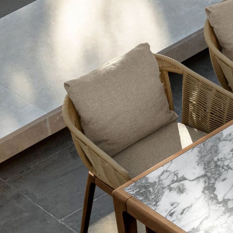 Boho Style Dining Set Stone Rectangular 1/7 Pieces Dining Set