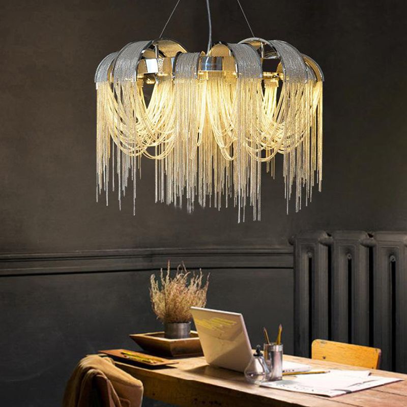 Stream Living Room Pendant Lighting Fixture Metal Nordic-Style Suspension Pendant Light in Silver