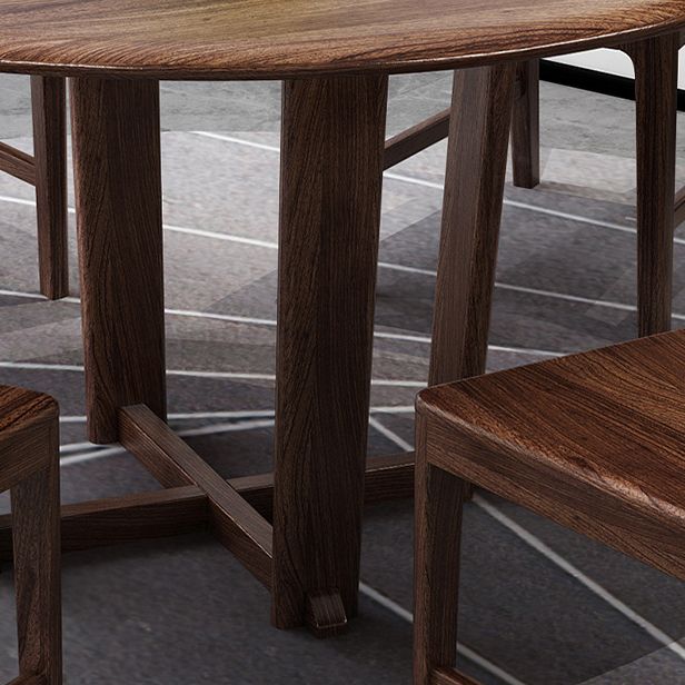 Solid Wood Dining Set 1/2/5/7 Pcs Round Dining Table with Slat Back Chairs