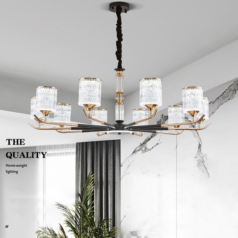 Cylinder Chandelier Light Fixture Vintage Acrylic Pendant Lighting for Restaurant