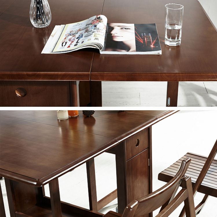 Mid-Century Modern Dining Room Table Rubberwood Solid Wood Table with Wood Base