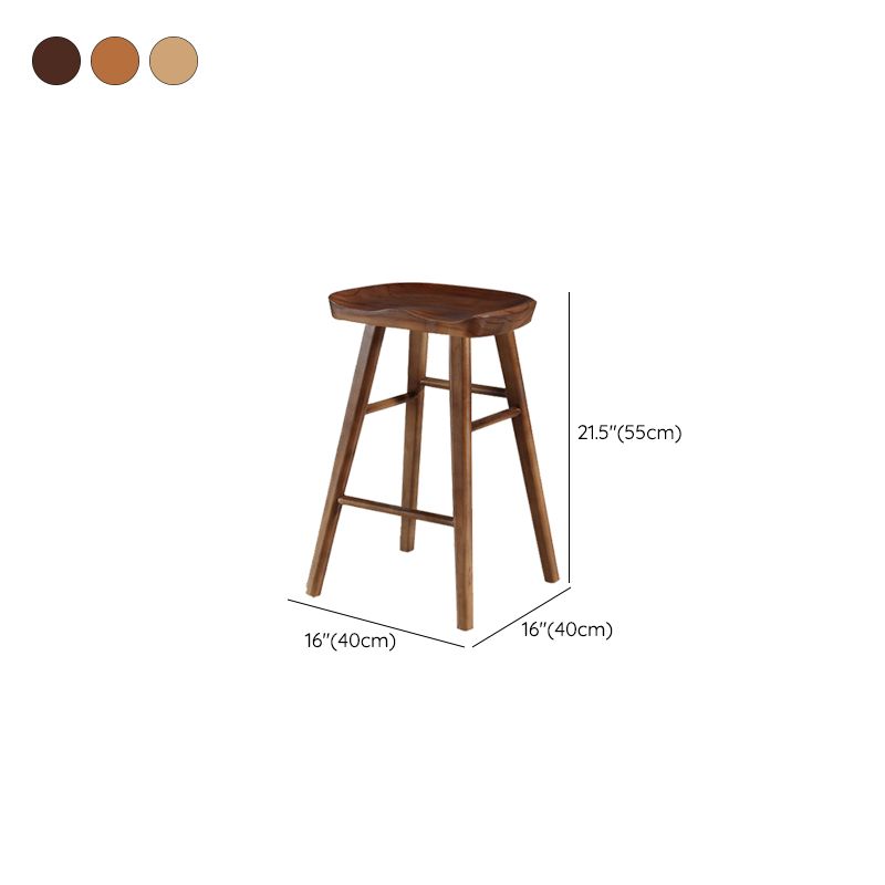 Solid Wood Bar Stool Modern Backless Counter Stool for Dining Room