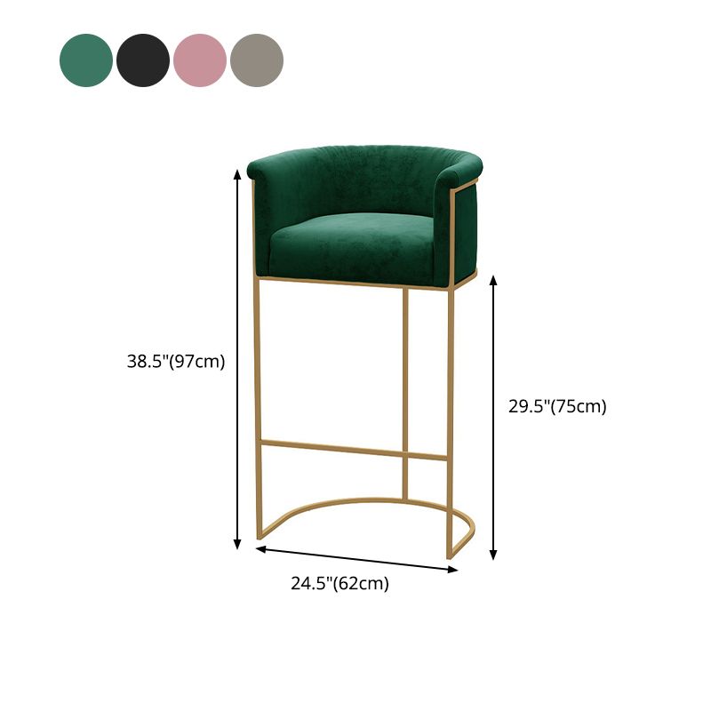 Scandinavian Bar and Counter Stool Low Back Stool with Pedestal Base in Gold