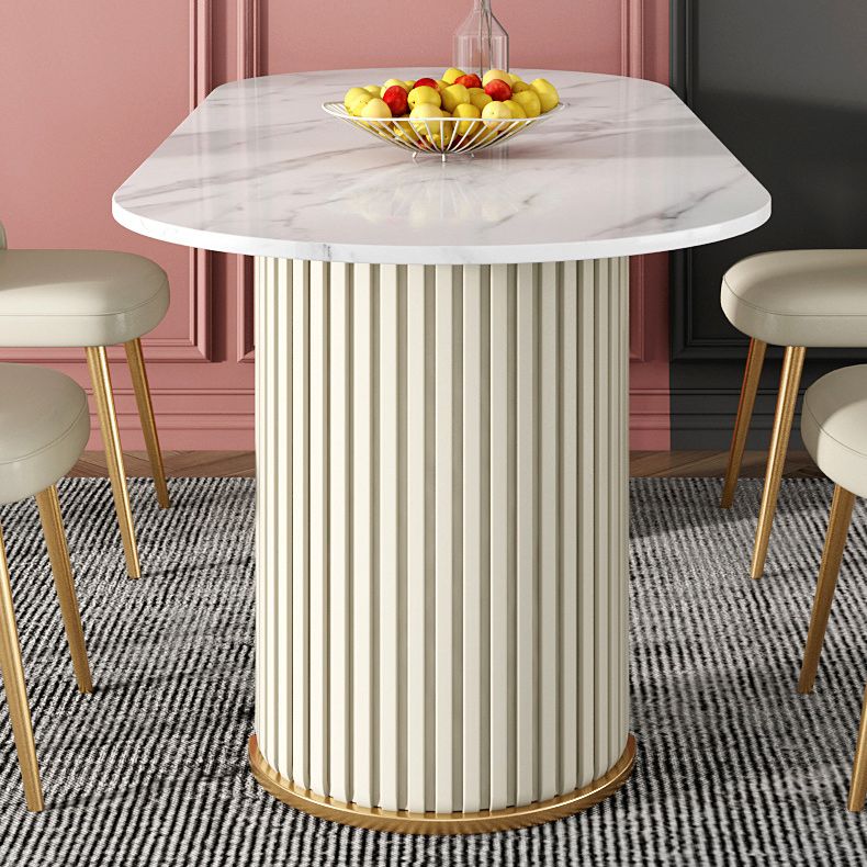 Stone Top Dining Room Table Traditional Luxury Oval Table with Sled Base