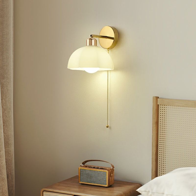 Nordic Style Iron Wall Light Dome Shape Adjustable Wall Lamp for Bedroom