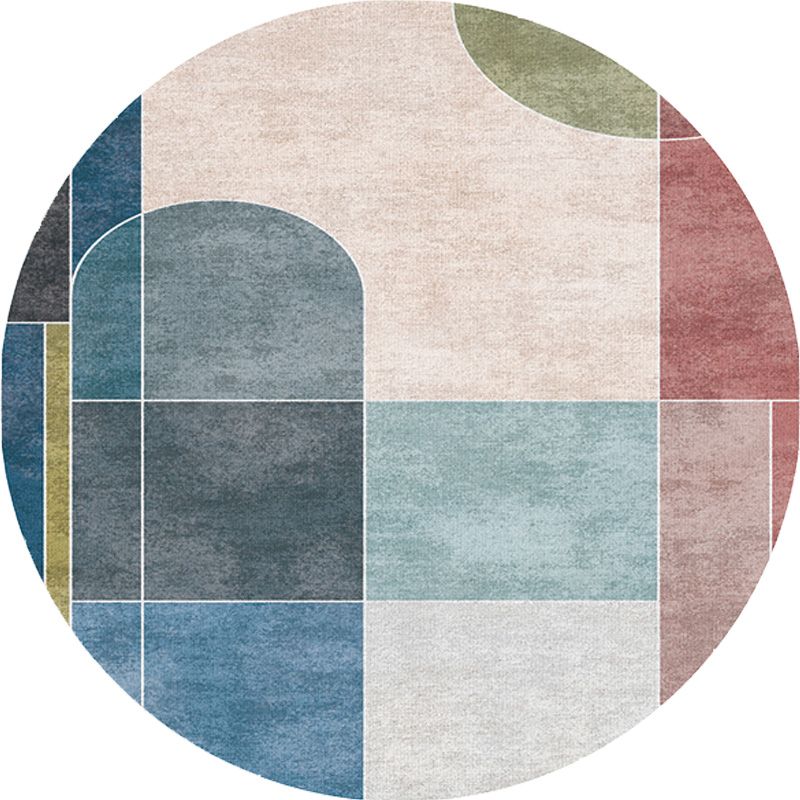 Multicolor Colorblock Geometric Pattern Rug Polyester Modern Rug Washable Anti-Slip Pet Friendly Area Rug for Living Room