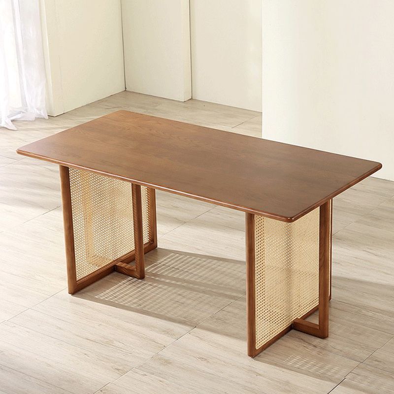Industrial Solid Wood Brown Dining Table Rectangle Standard Dining Table for Kitchen