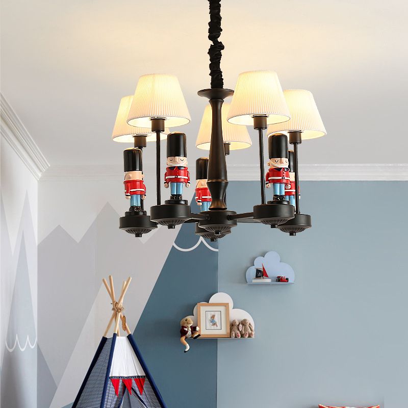 Impero Shade Chandelier Light Cartoon Tessuto Cartone animato Luce appesa con figurina per camera da letto