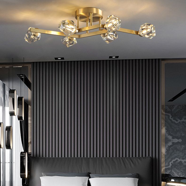 LED de luxe moderne LED Semi Flush Mount en laiton poli de laiton