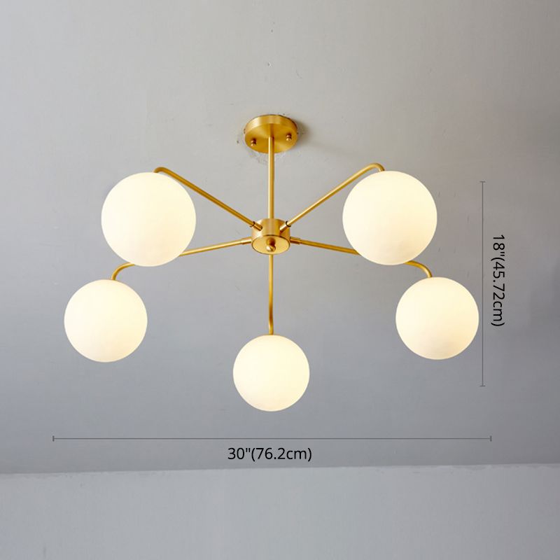Post-Modern Minimalist Chandelier Light Fixture Spherical White Glass Ceiling Chandelier for Living Room