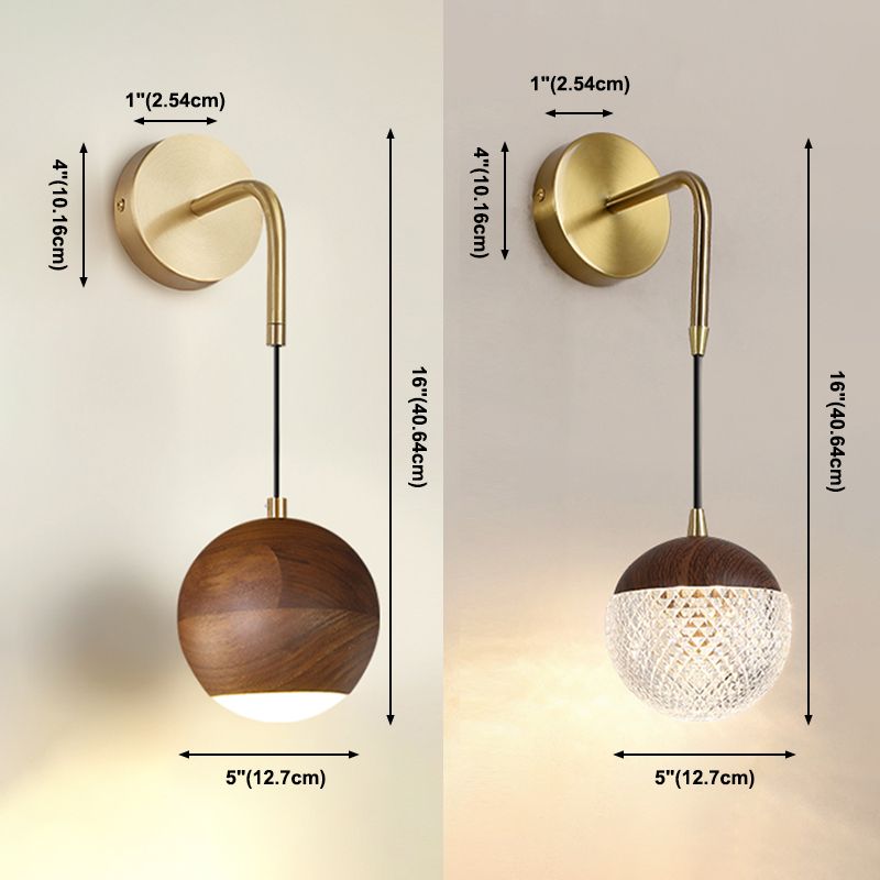 Hölzerne Globus Wandhängerlampe Nordic 1 Kopf Nachtwandmontage Licht montiert