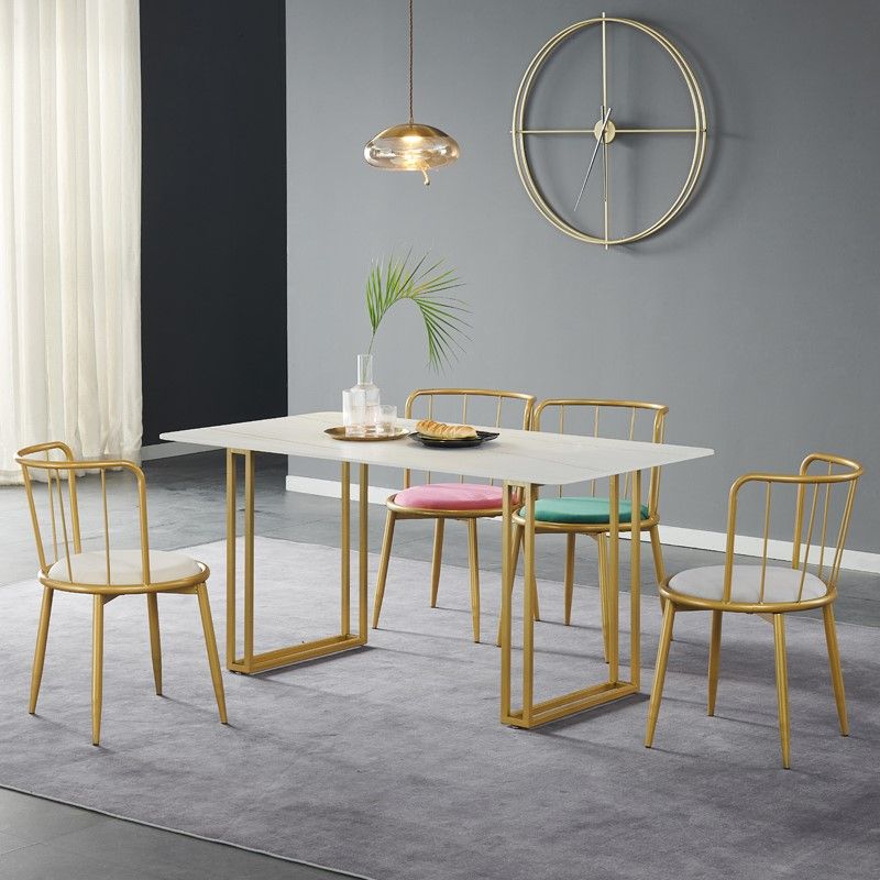 Mesa de comedor con pedestal doble, muebles rectangulares de lujo tradicionales