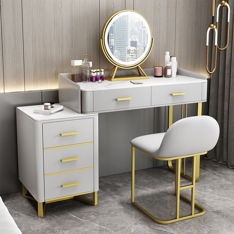 Bedroom Make-up Vanity Luxurious Stone Top Makeup Vanity Desk Table