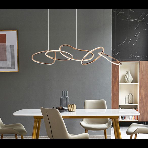 Nordic Simple Hanging Multiple Rings Chandelier Pendant Light Metal Ceiling Lights Fixture for Restaurant