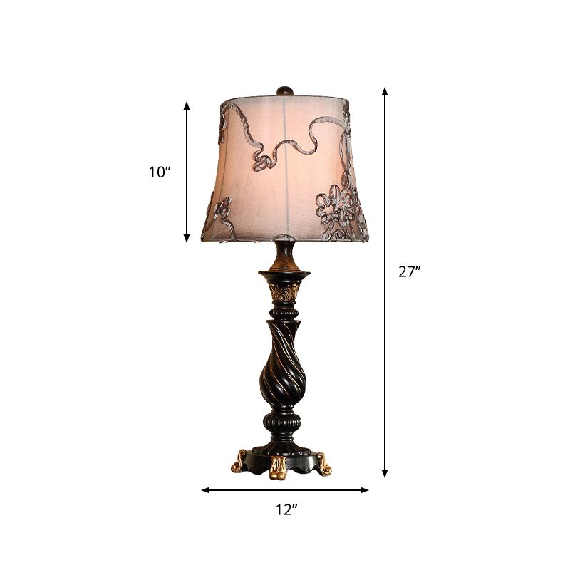 Lampada da comodino a testa a testa a testa di tamburi classici in nero con base con base blaster con base blaster