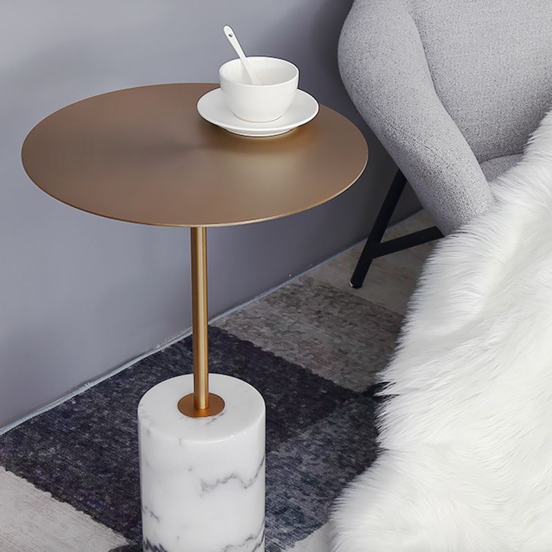 23.62 inch Tall Pedestal Side Table Metal and Marble Side End Table