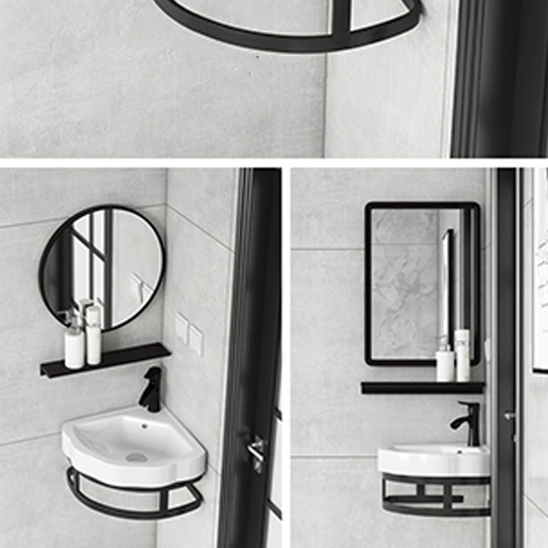 Contemporary Bathroom Sink with Pop-Up Drain Resin Specialty Wall Mount Bathroom Sink