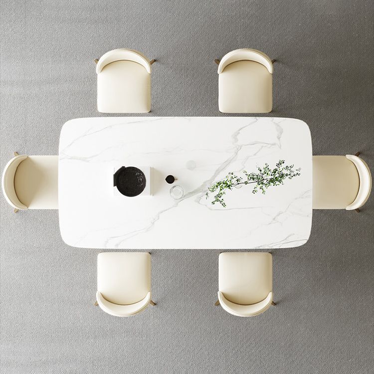 Modern Stone Furniture Set 1/4/5/7 Pcs Standard Height Dining Room Table Set in White