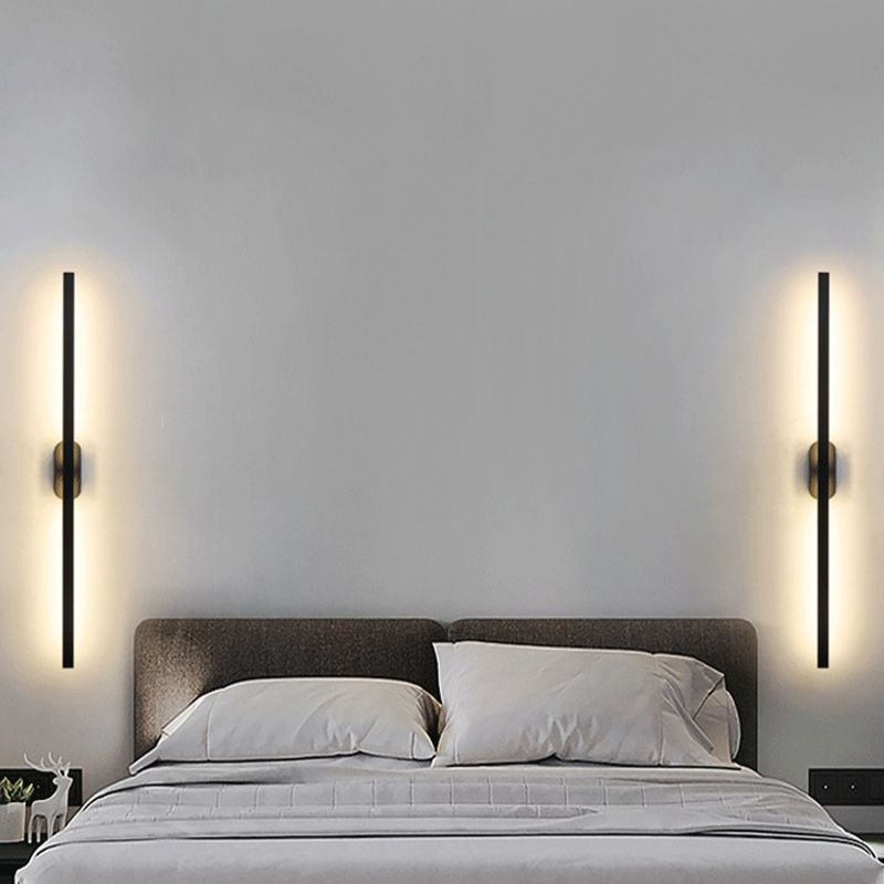 Zeitgenössischer Stil gerade Wandleuchten Metall 1 Leuchtet LED Wandhalterung in Schwarz
