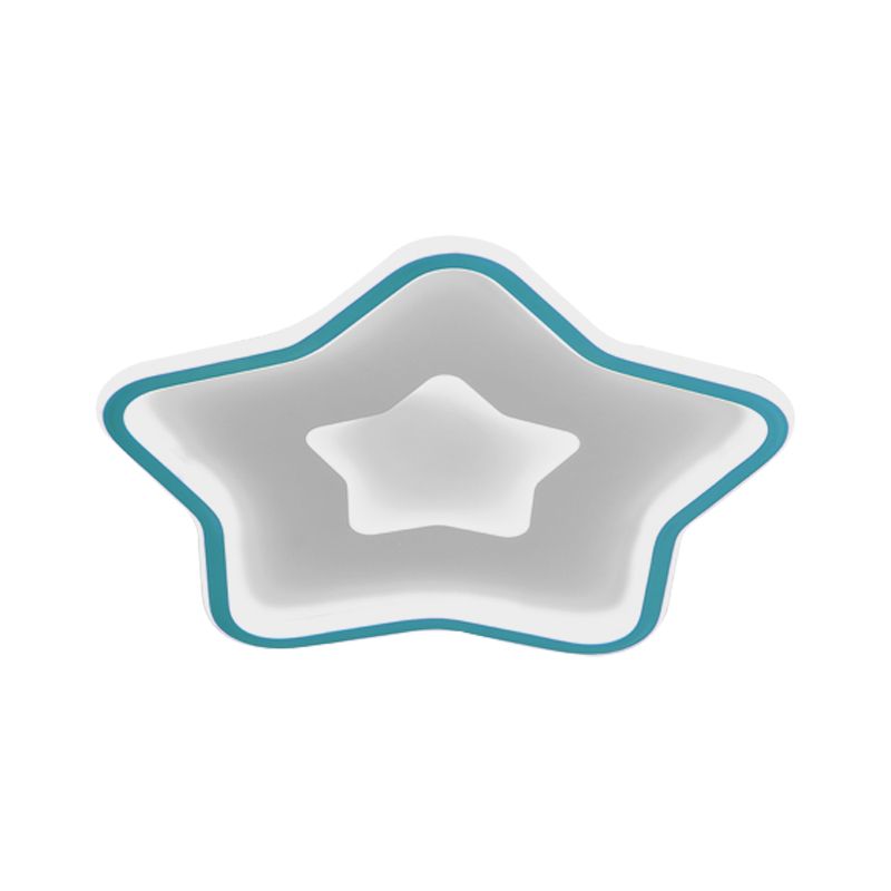 Cartoon Star Flush Mount Lighting Acrylic Kids Bedroom LED Flush Ceiling Light in Pink/Blue