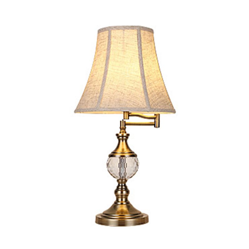 Lampada da comodino in cristallo beige/marrone chiaro, semplice campana con pannelli, lampada da notte in stile tradizionale a luce singola per camera da letto
