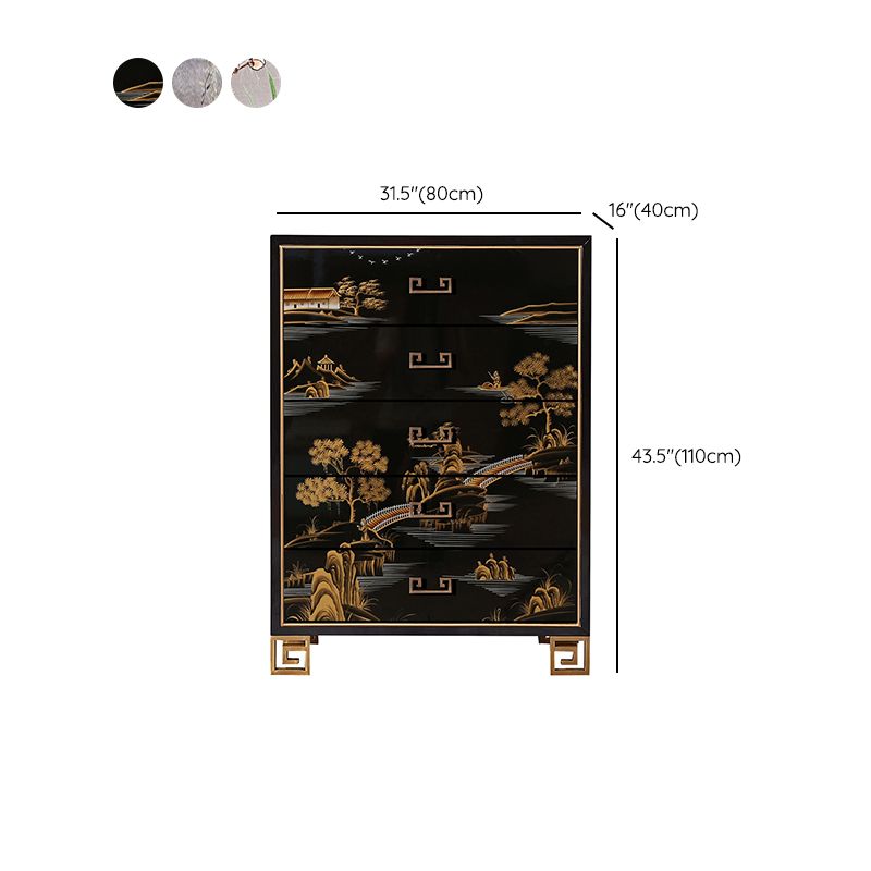 Traditional Storage Chest Solid Wood Dresser with 5 Drawers , 15.6 Inch Width