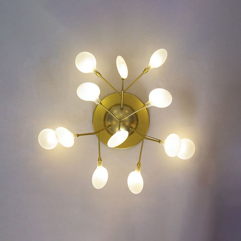 Tree Branch Living Room LED Semi Flush Metallic Postmodern Ceiling Mount Chandelier