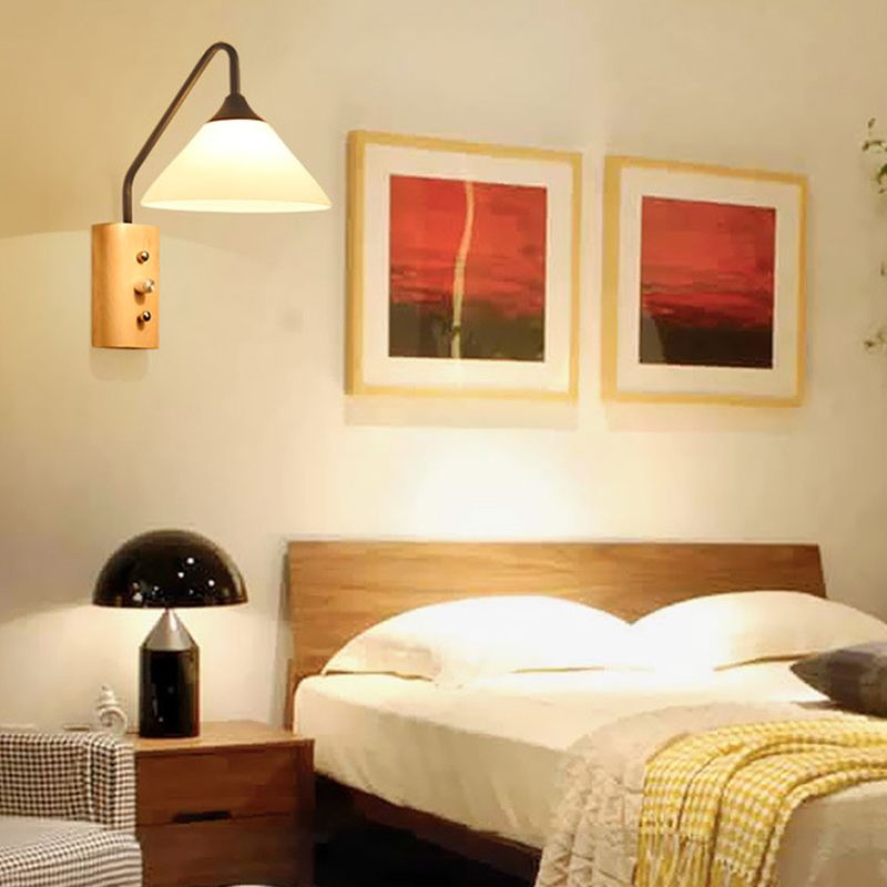 1 Light Simple Geometric Glass Wall Light Fixtures for Bedroom