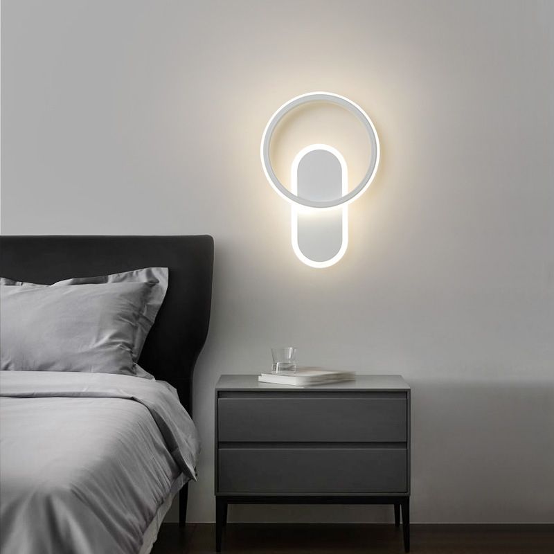 Single White Modernism Wall Mounted Sconce LED Statement Wall Light for Bedroom