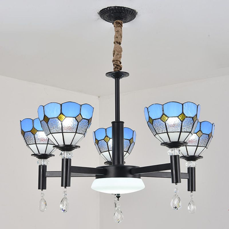 Lampadario in vetro colorato artigianale ombreggiato in stile mediterraneo lampada per lobby